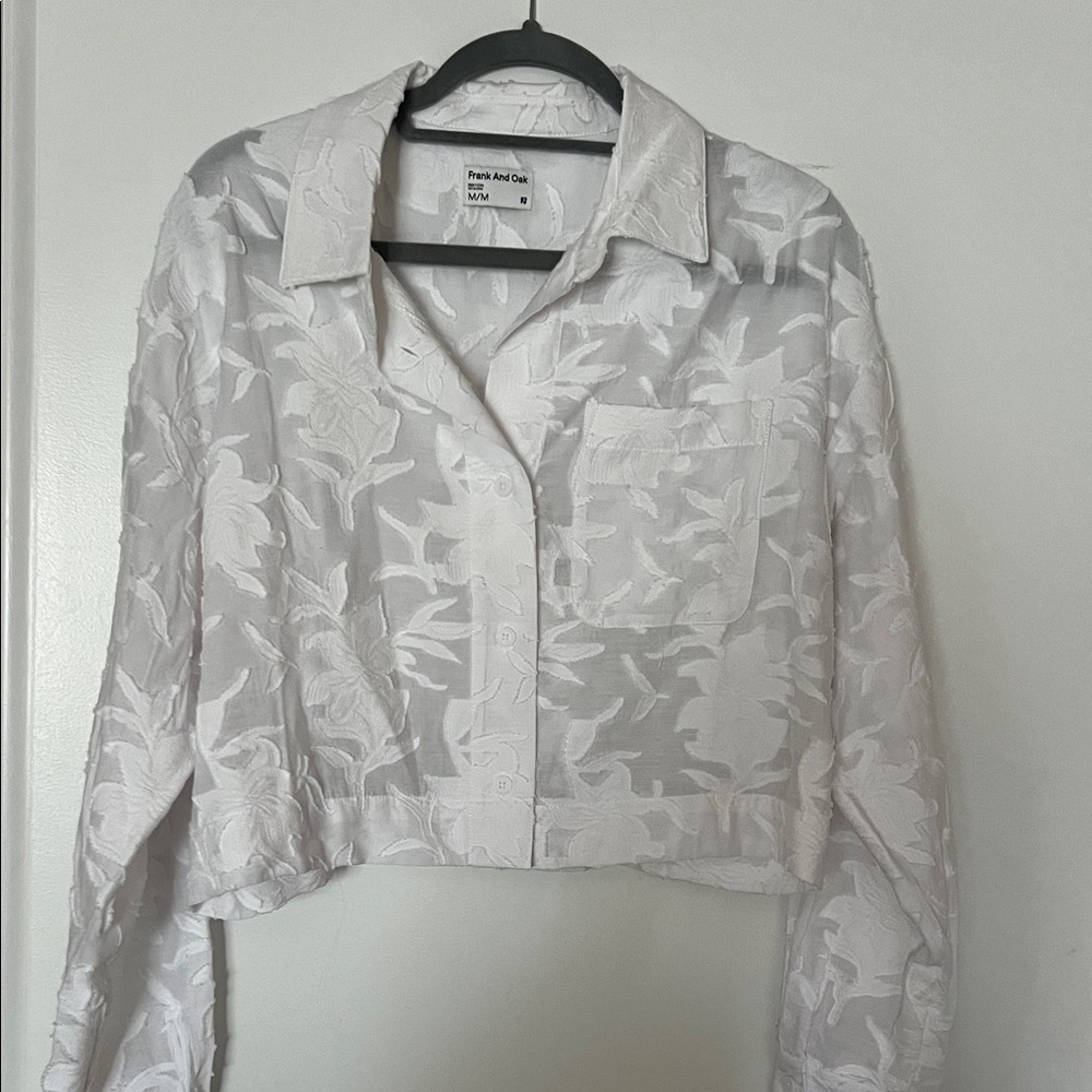 Frank and Oak White Sheer Top